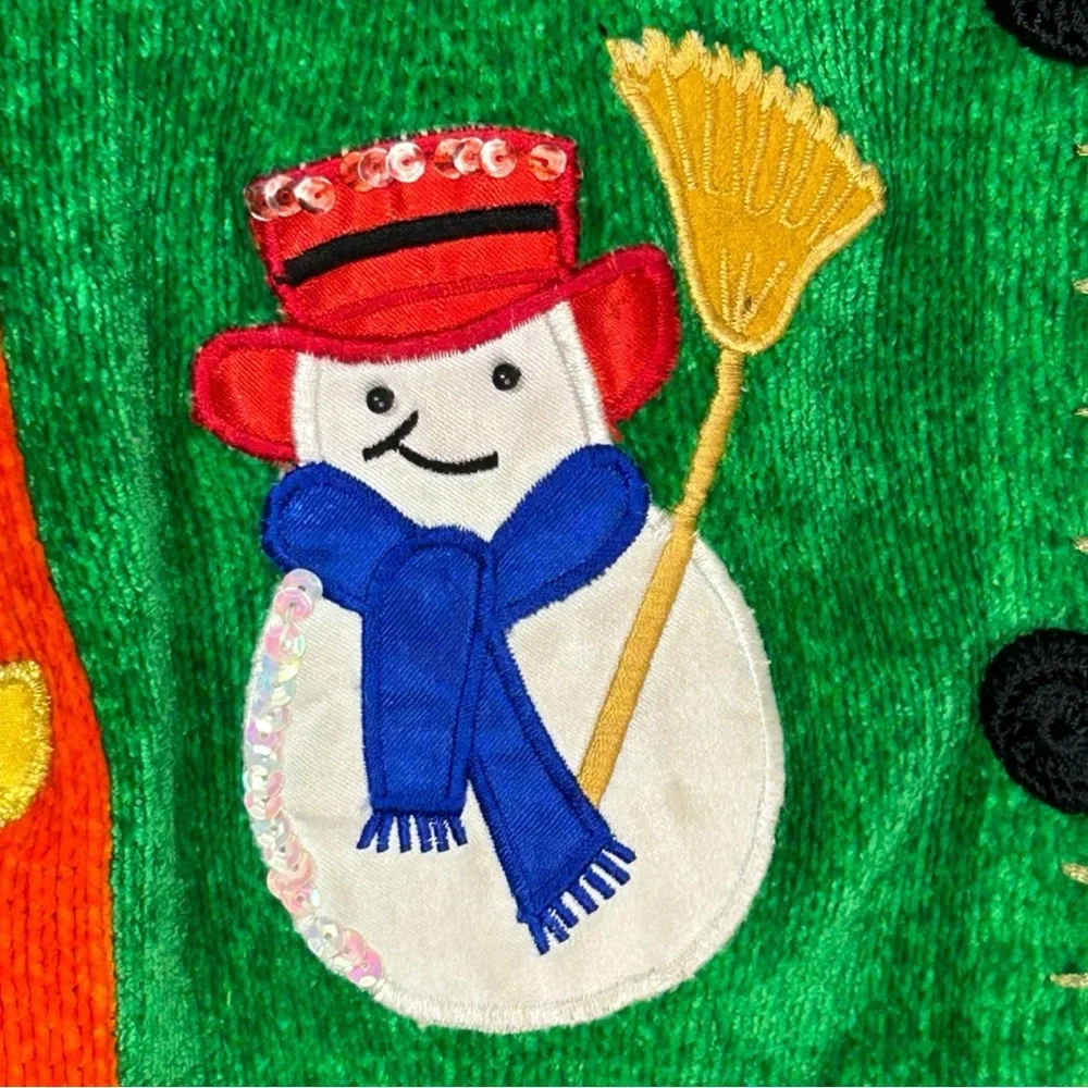 Vintage Patchwork Style Knit Christmas‎ Cardigan Sweater Vest - Women's Size 1X - Picture 3 of 12